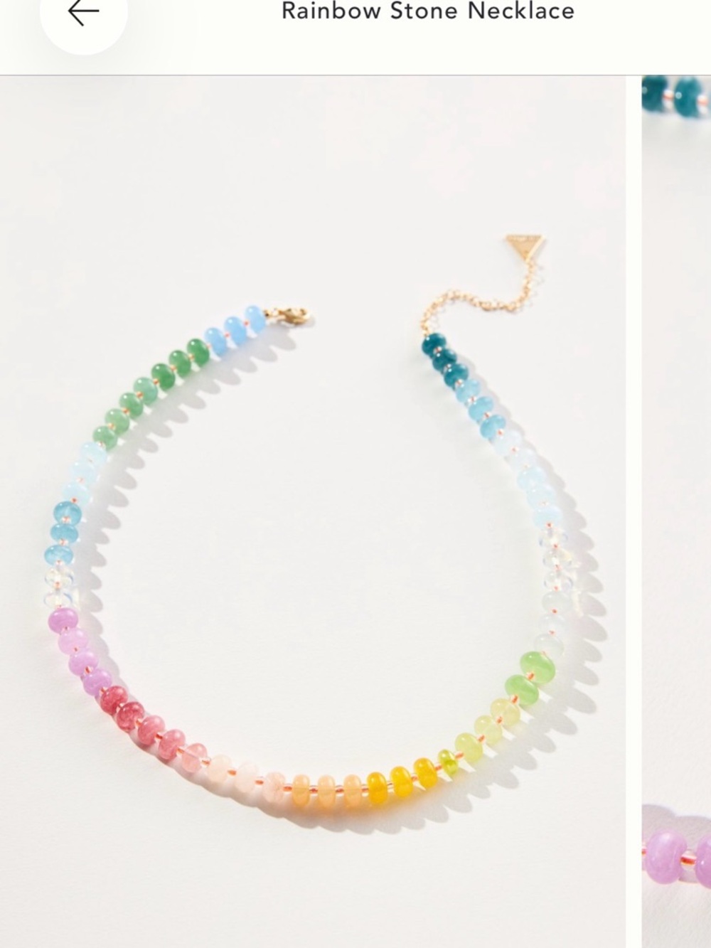Anthropologie Multicolor Rainbow Bead Necklace with Gold Accents